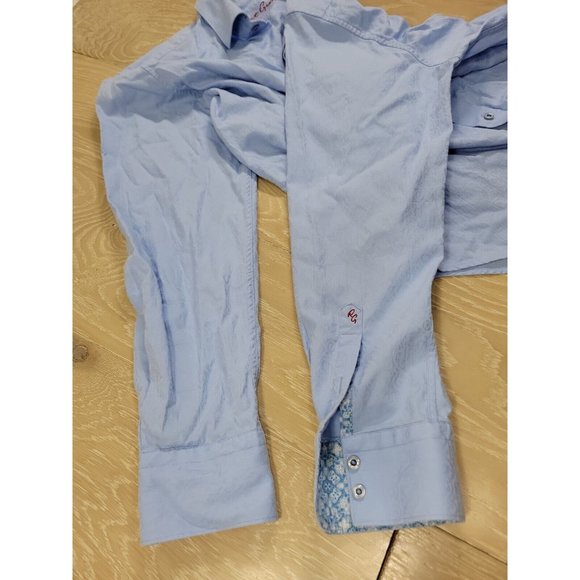 Robert Graham Classic Fit XL Flip Cuff Men's Button Shirt Blue Jacquard *Read* - Picture 11 of 12